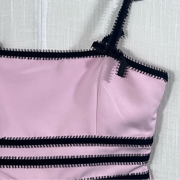 Forever 21 NWT Baby Pink Pleated Lace Trim Babydoll Crop Top Sz M - Picture 6 of 14